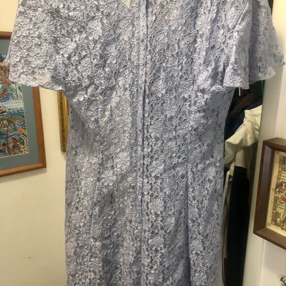 Marmie West Short Lace Nylon Blue Cocktail Dress With Blue Slip Size 11-12 - Picture 6 of 6